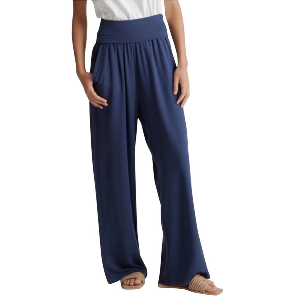 Quince‎ Wide Leg High Rise Palazzo Pants Women's Small Navy
